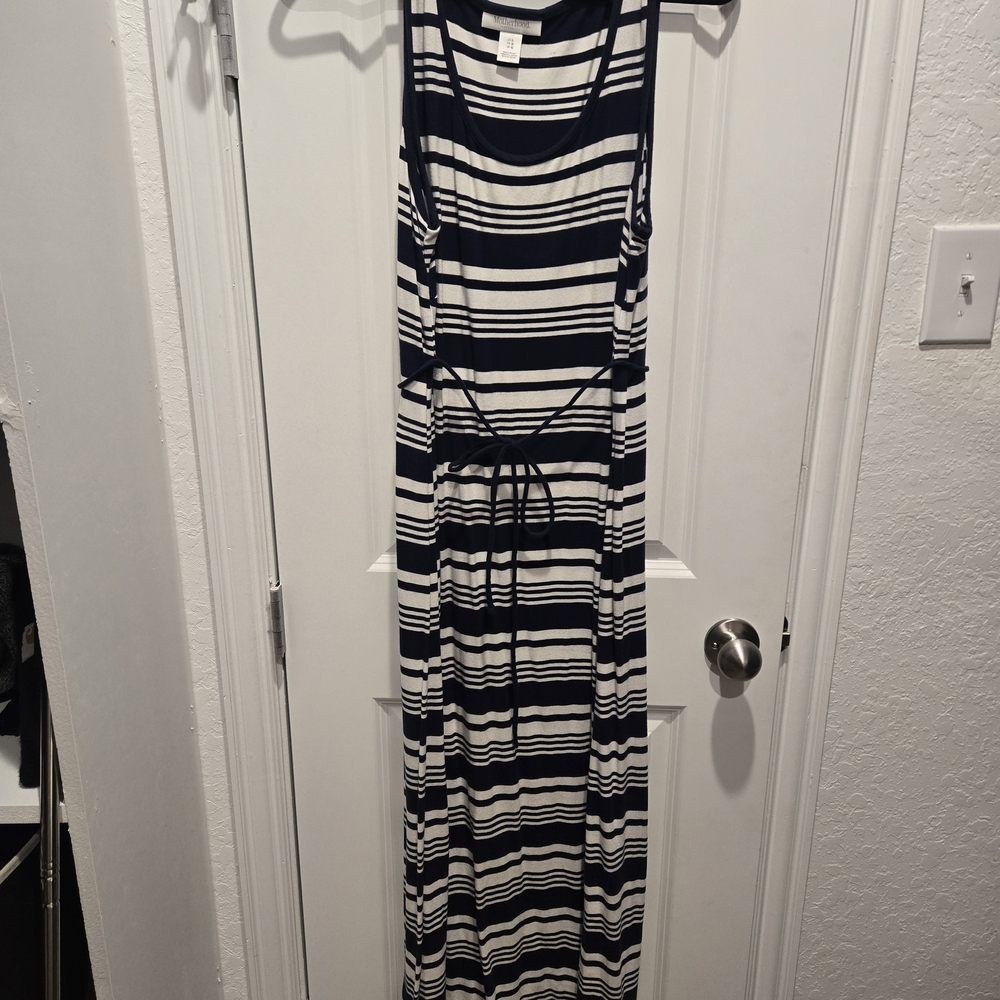 Striped Navy and White Maternjty Maxi Dress